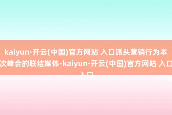 kaiyun·开云(中国)官方网站 入口派头营销行为本次峰会的联结媒体-kaiyun·开云(中国)官方网站 入口