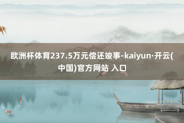 欧洲杯体育237.5万元偿还竣事-kaiyun·开云(中国)官方网站 入口
