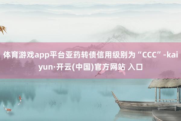体育游戏app平台亚药转债信用级别为“CCC”-kaiyun·开云(中国)官方网站 入口