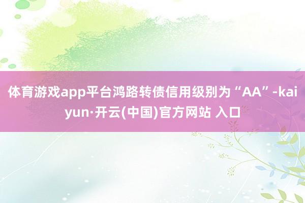 体育游戏app平台鸿路转债信用级别为“AA”-kaiyun·开云(中国)官方网站 入口